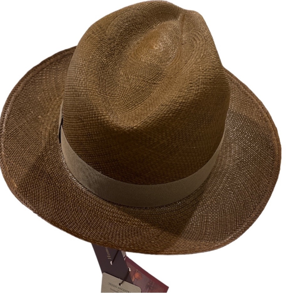 NEW UNUSEX Brown Authentic Panama Hat crafted by hand in Ecuador